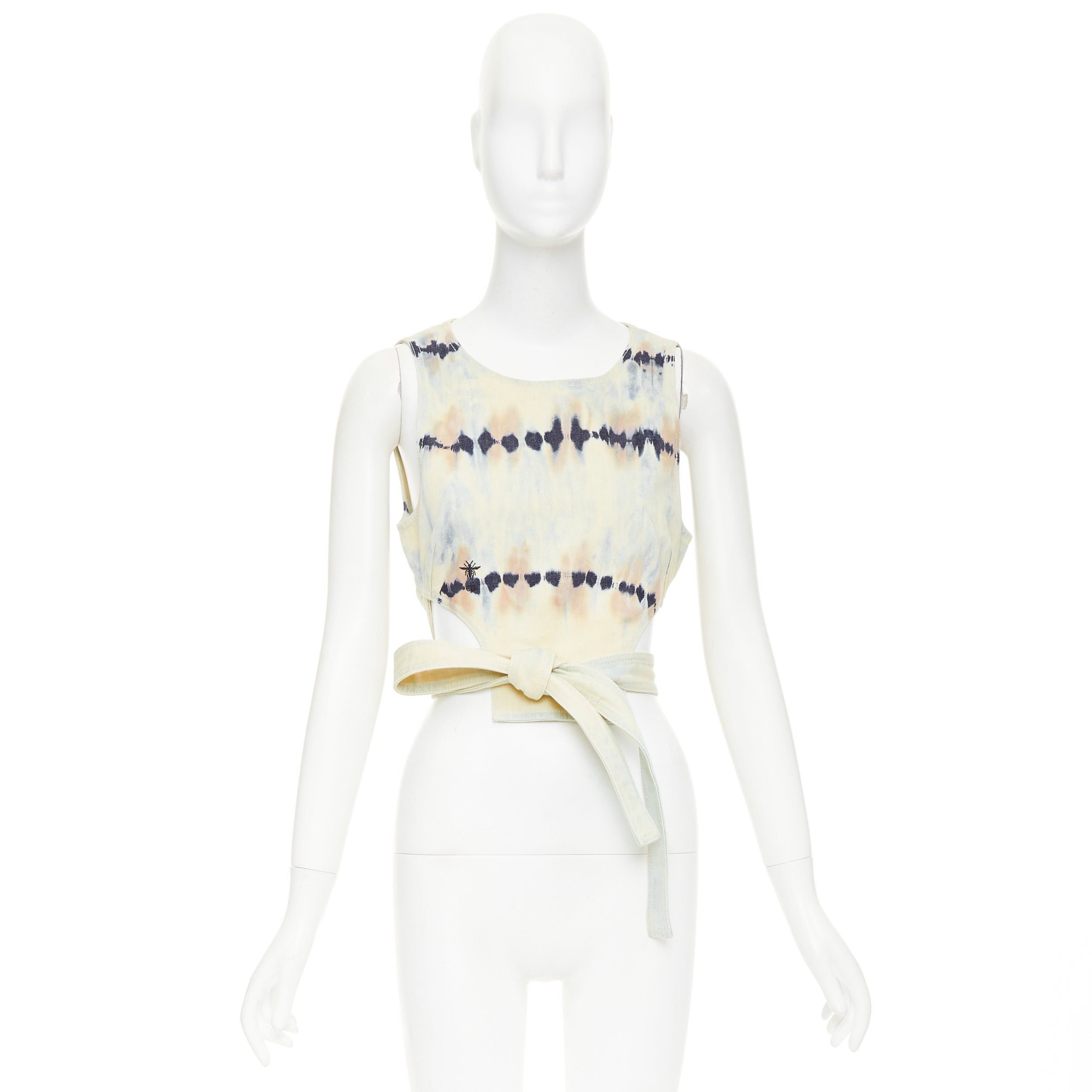 Dior CHRISTIAN DIOR 2021 grey blue tie dye cotton tie open back crop top FR40 S Size M / US 6-8 / IT 42-44 - 9 Thumbnail