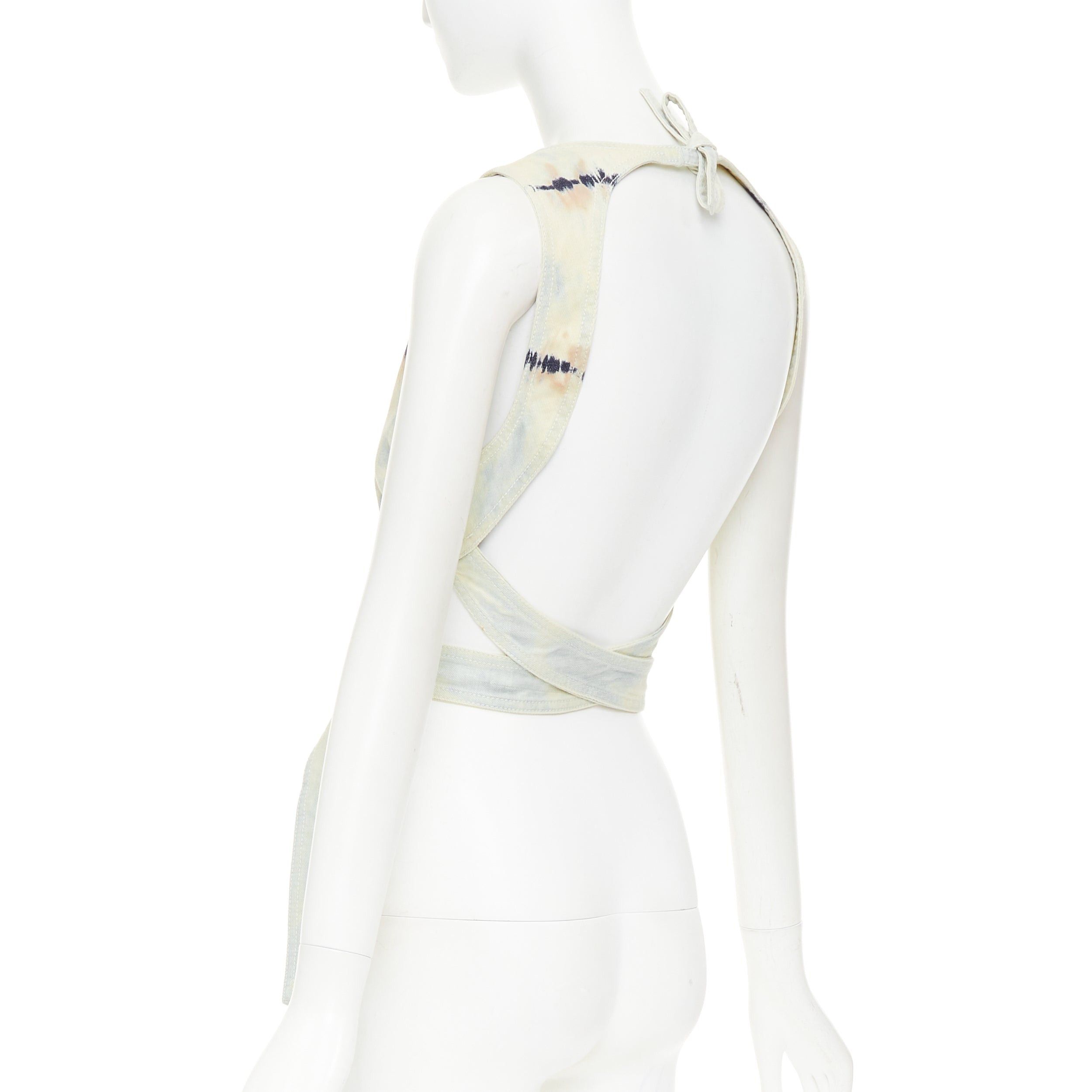 Dior CHRISTIAN DIOR 2021 grey blue tie dye cotton tie open back crop top FR40 S Size M / US 6-8 / IT 42-44 - 6 Thumbnail