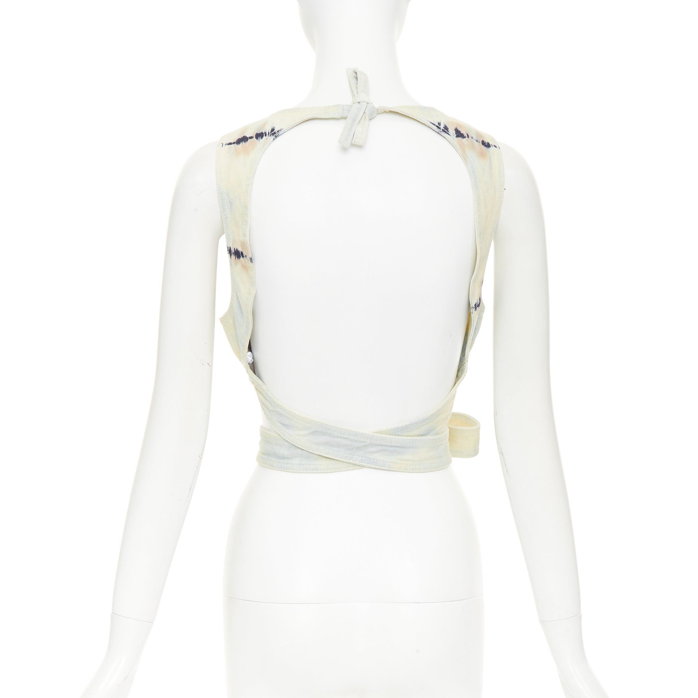 Dior CHRISTIAN DIOR 2021 grey blue tie dye cotton tie open back crop top FR40 S Size M / US 6-8 / IT 42-44 - 5 Thumbnail