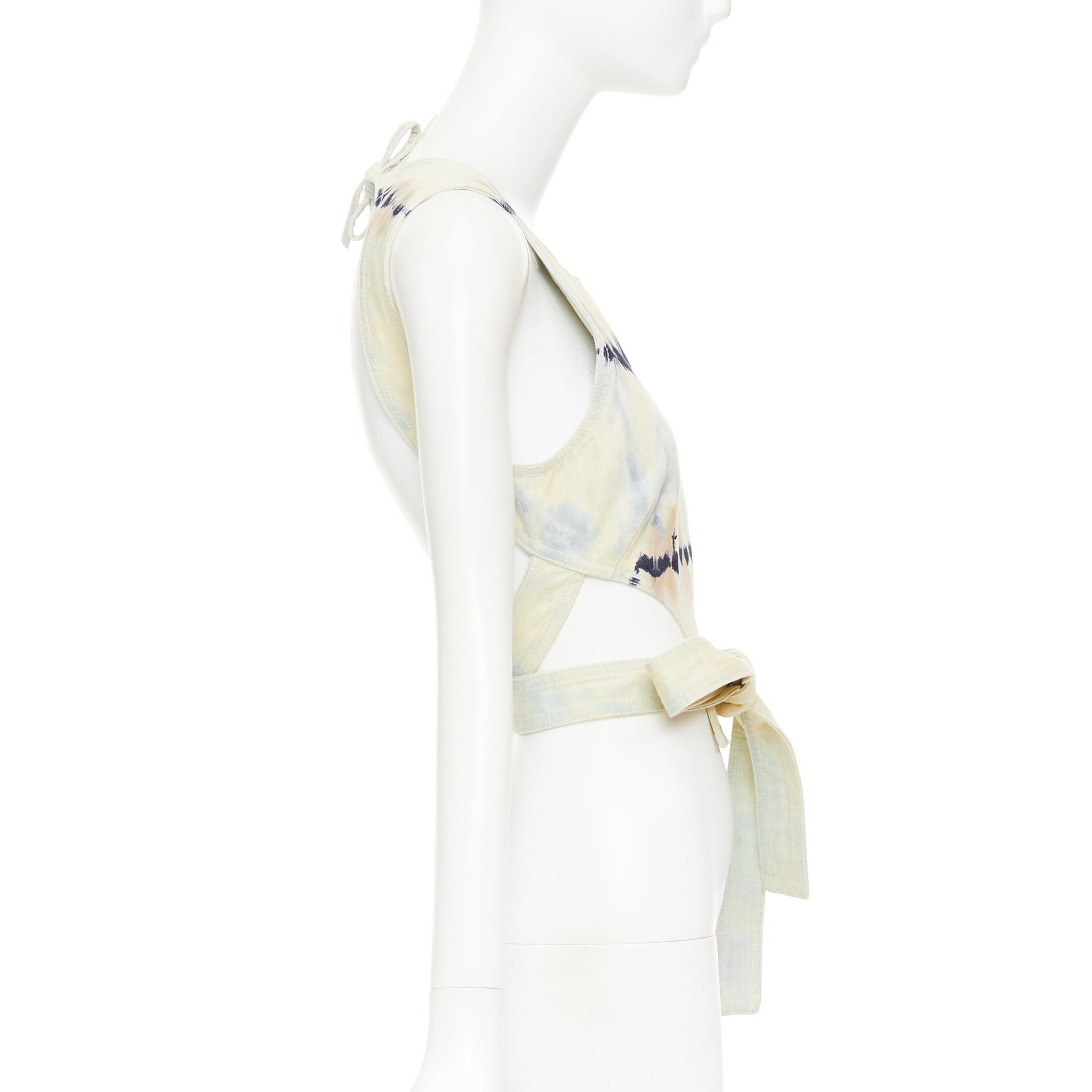 Dior CHRISTIAN DIOR 2021 grey blue tie dye cotton tie open back crop top FR40 S Size M / US 6-8 / IT 42-44 - 4 Thumbnail