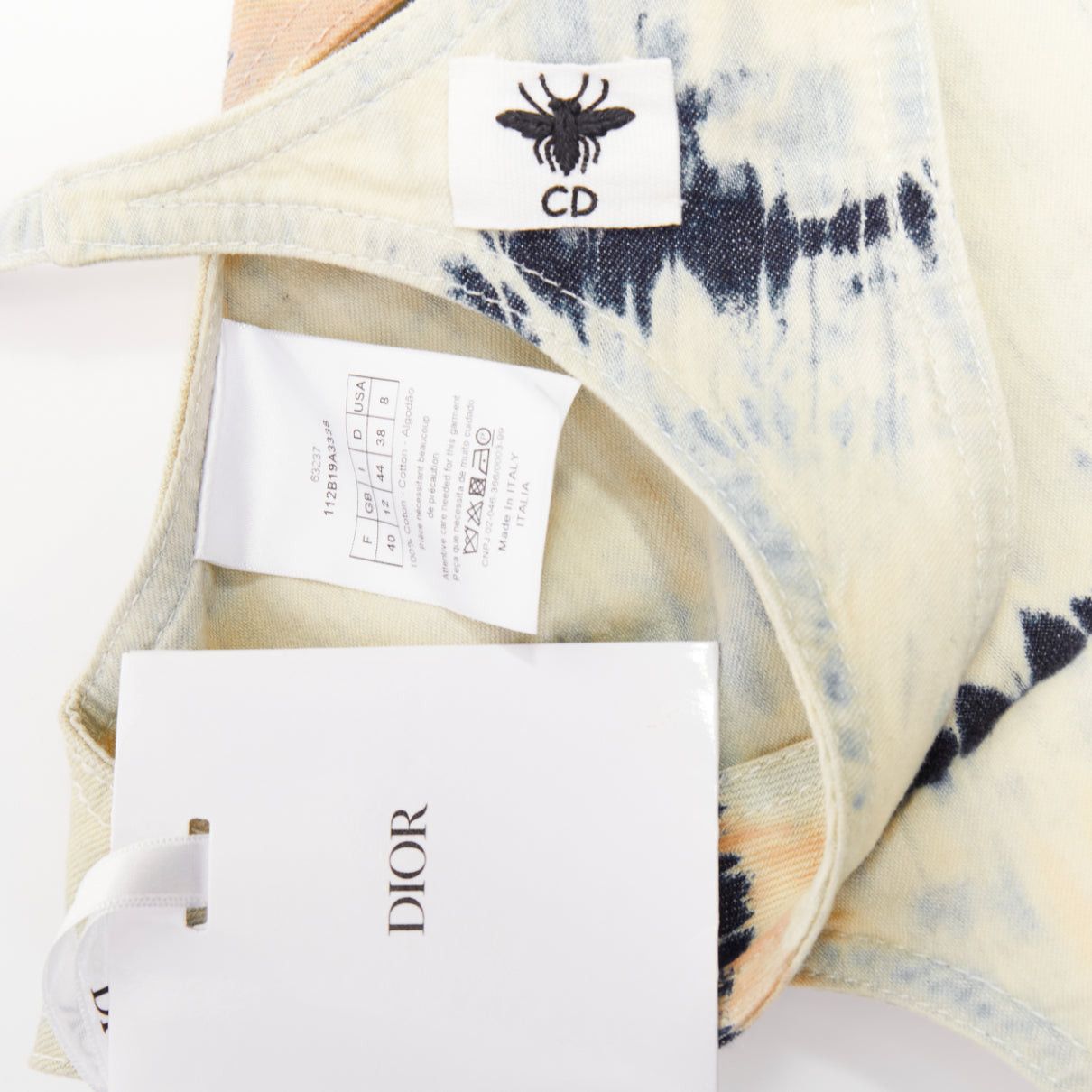 Dior CHRISTIAN DIOR 2021 grey blue tie dye cotton tie open back crop top FR40 S Size M / US 6-8 / IT 42-44 - 8 Thumbnail
