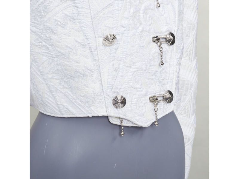 Louis Vuitton LOUIS VUITTON 2020 Runway ivory silver brocade silk military cropped biker jacket FR36 S Size S / US 4 / IT 40 - 8 Thumbnail