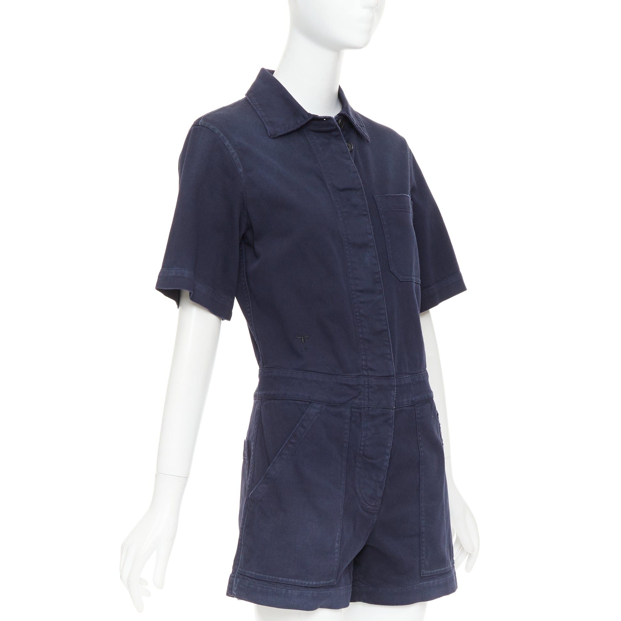 Dior CHRISTIAN DIOR navy cotton CD bee cargo playsuit romper FR34 XS Size 26" / US 2 / IT 38 - 3 Thumbnail