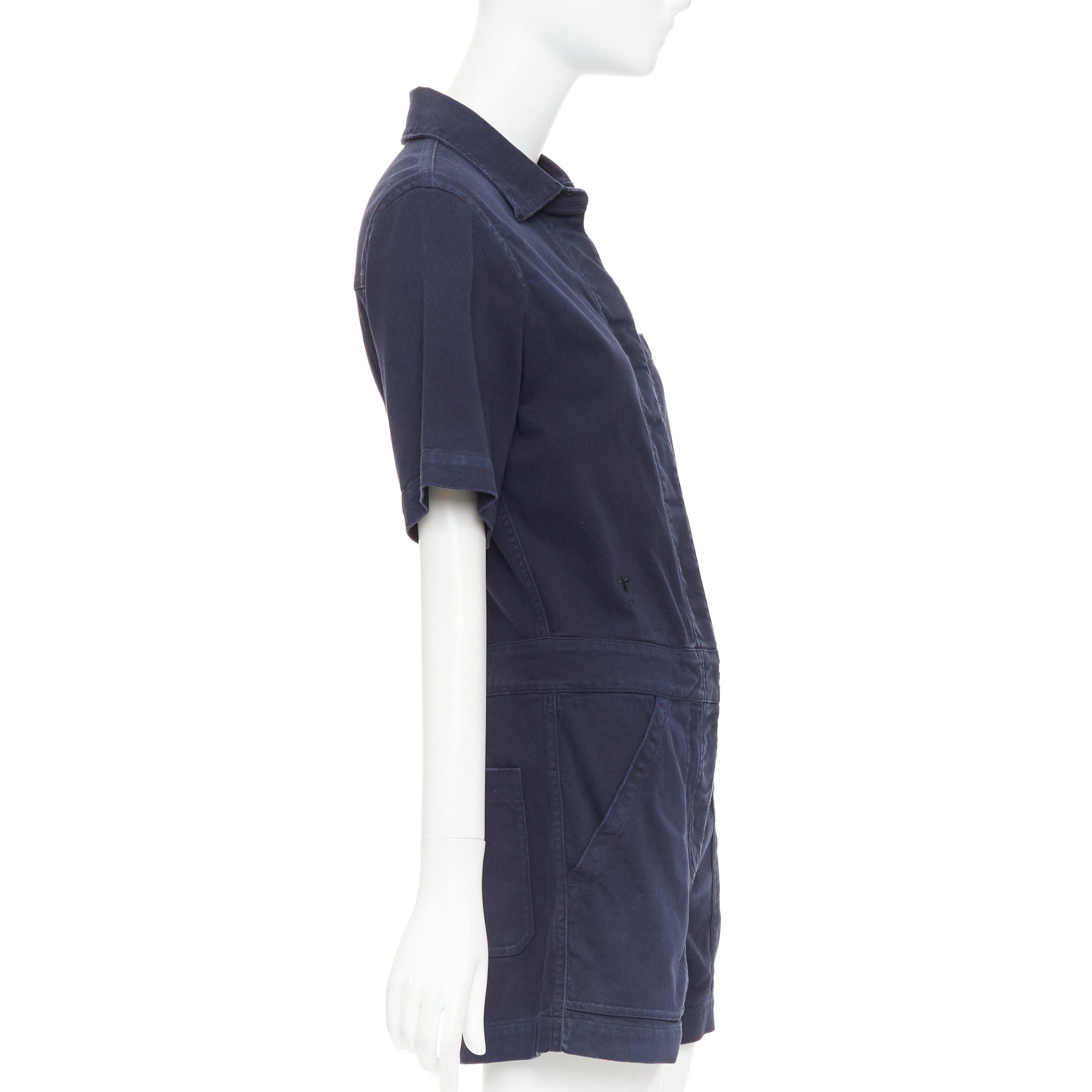 Dior CHRISTIAN DIOR navy cotton CD bee cargo playsuit romper FR34 XS Size 26" / US 2 / IT 38 - 4 Thumbnail