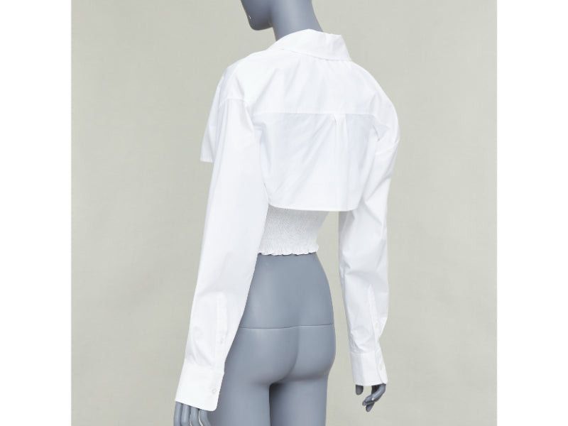 Alexander Wang T ALEXANDER WANG white cotton smocked tube oversized crop shirt set S Size S / US 4 / IT 40 - 6 Thumbnail