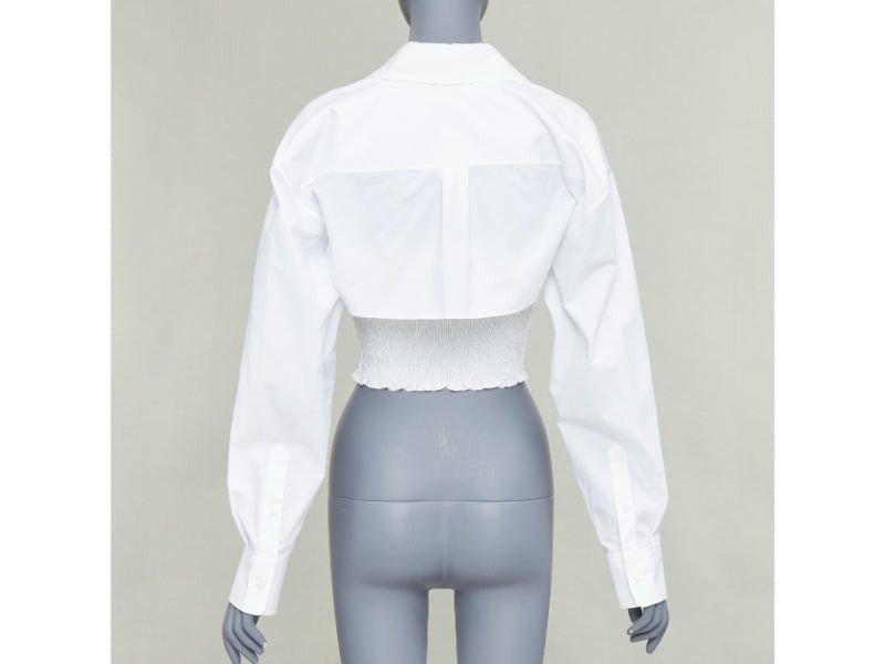 Alexander Wang T ALEXANDER WANG white cotton smocked tube oversized crop shirt set S Size S / US 4 / IT 40 - 5 Thumbnail