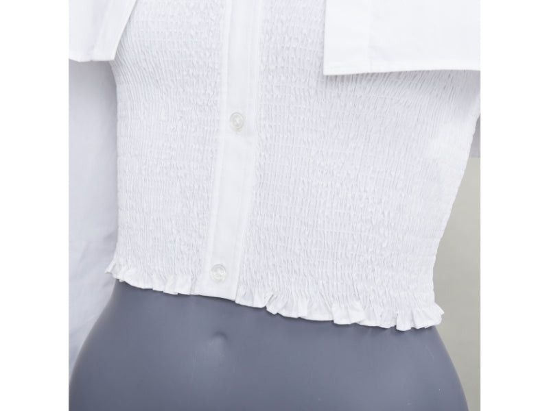 Alexander Wang T ALEXANDER WANG white cotton smocked tube oversized crop shirt set S Size S / US 4 / IT 40 - 2 Thumbnail