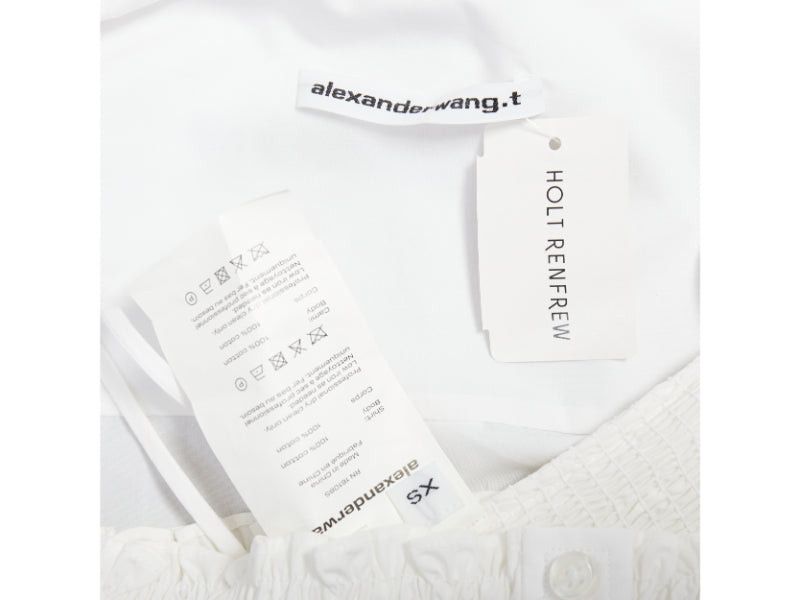 Alexander Wang T ALEXANDER WANG white cotton smocked tube oversized crop shirt set S Size S / US 4 / IT 40 - 8 Thumbnail
