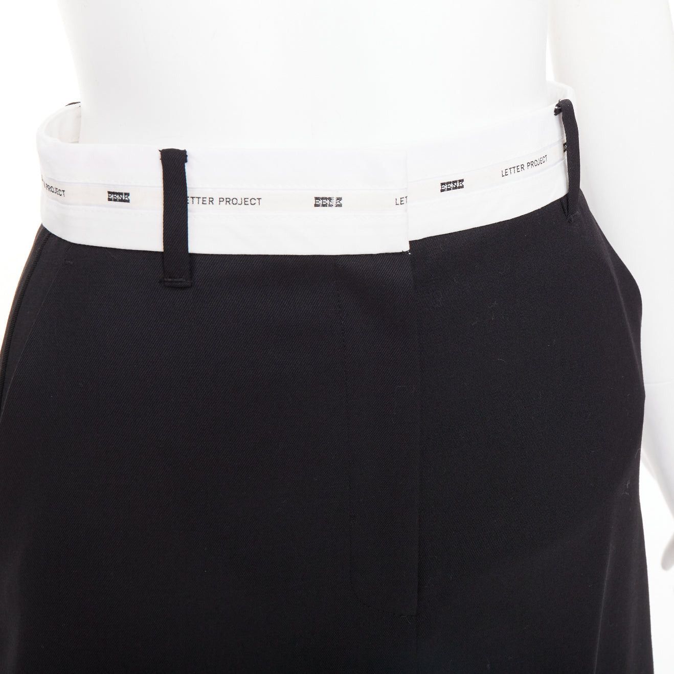 Other EENK LETTER X black white wool blend logo waist box pleat knee skirt XS Size 27" / US 4 / IT 40 - 2 Thumbnail