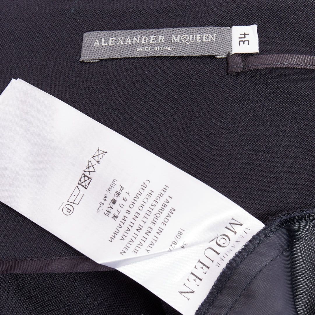 Alexander McQueen ALEXANDER MCQUEEN navy virgin wool box pleat wide leg cropped pants IT34 XXS Size 24" / US 00 / IT 34 - 8 Thumbnail