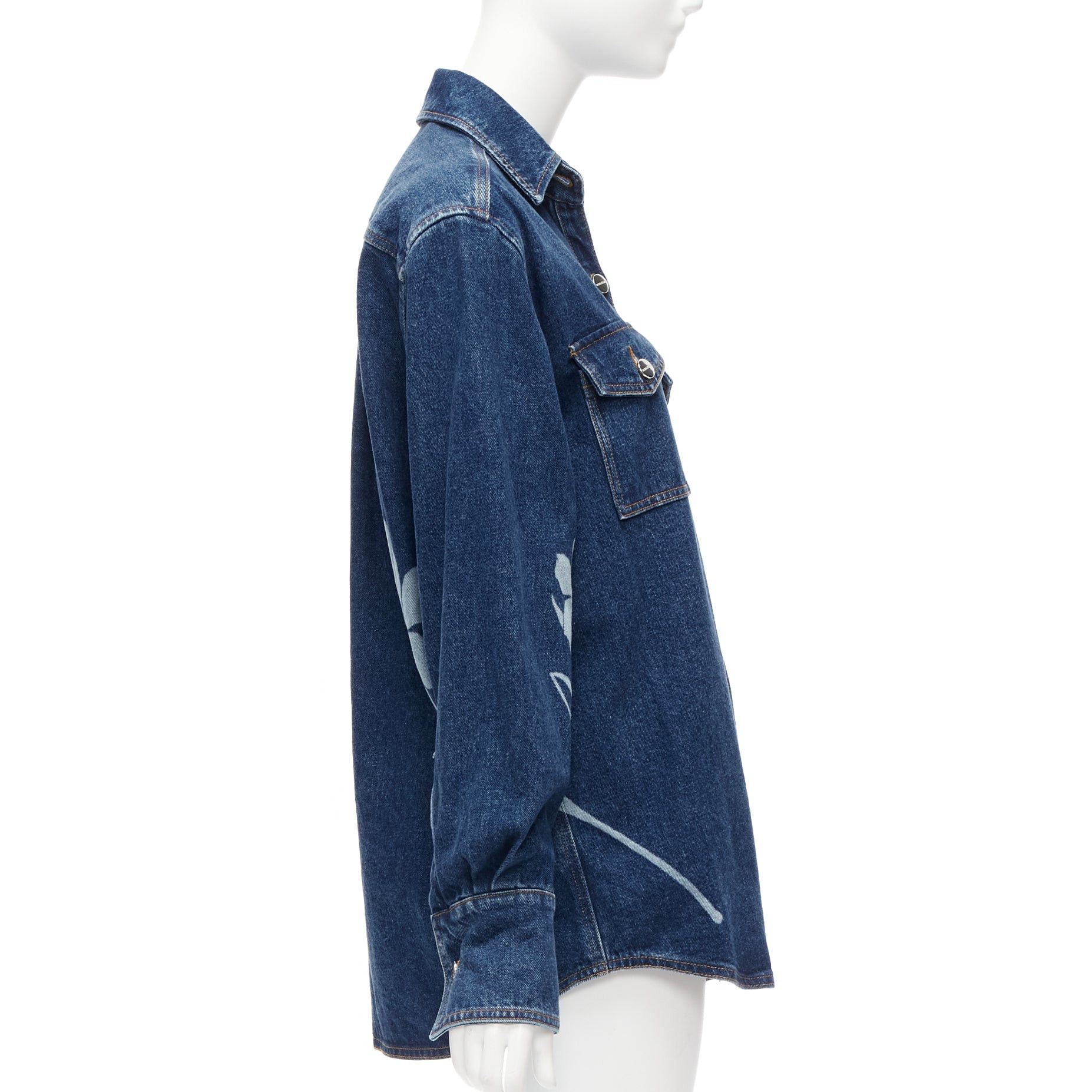 Other DAVID KOMA 2022 blue organic cotton floral silver logo button shirt UK6 XS Size XS / US 0-2 / IT 36-38 - 4 Thumbnail