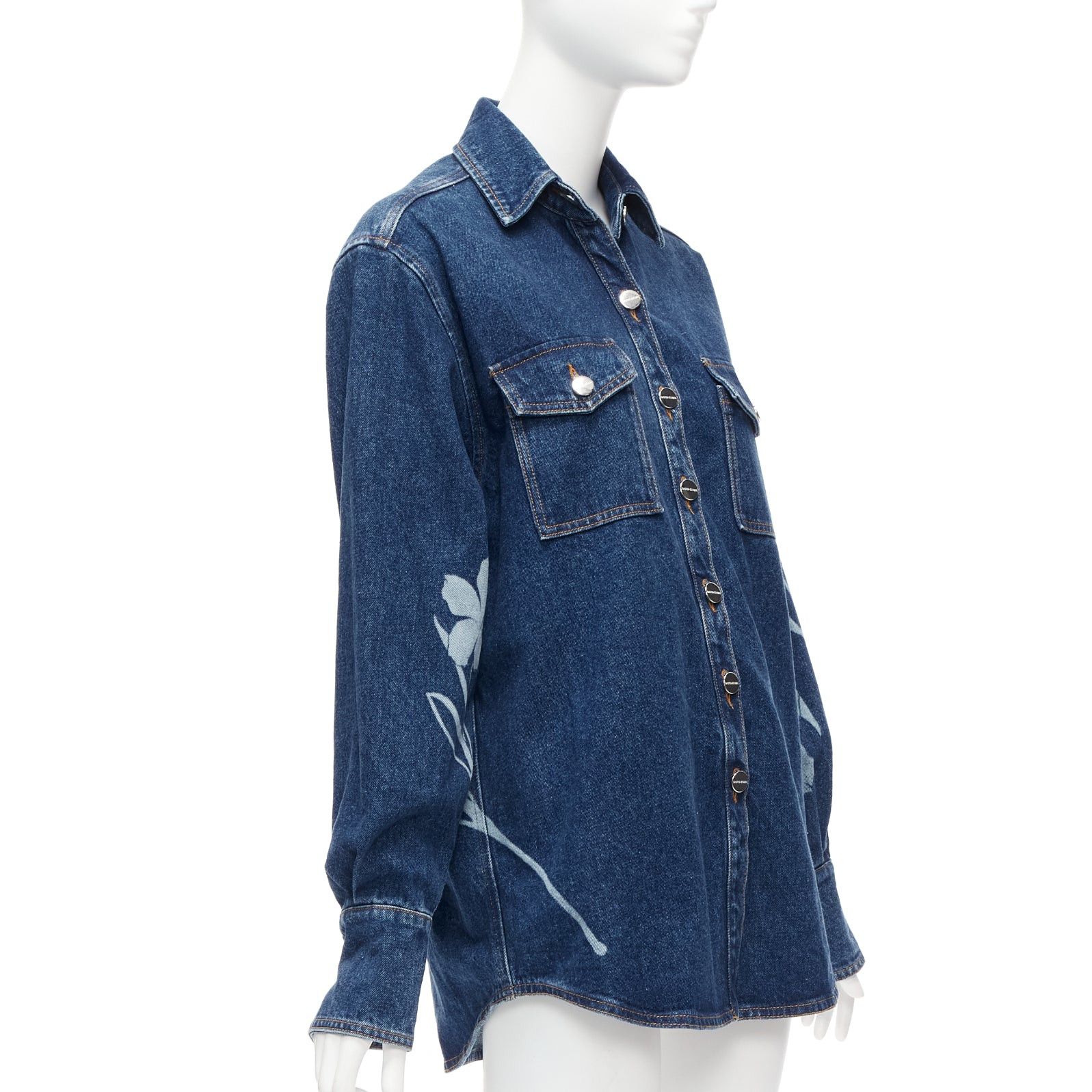 Other DAVID KOMA 2022 blue organic cotton floral silver logo button shirt UK6 XS Size XS / US 0-2 / IT 36-38 - 3 Thumbnail