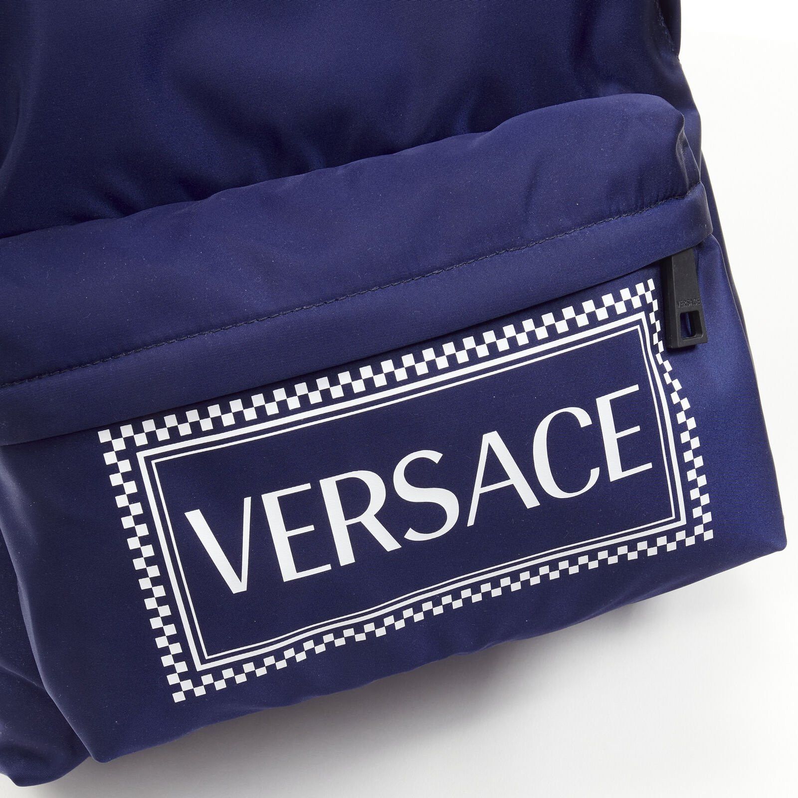 Versace VERSACE 90's Box Logo navy blue nylon Greca strap backpack Size ONE SIZE - 7 Thumbnail