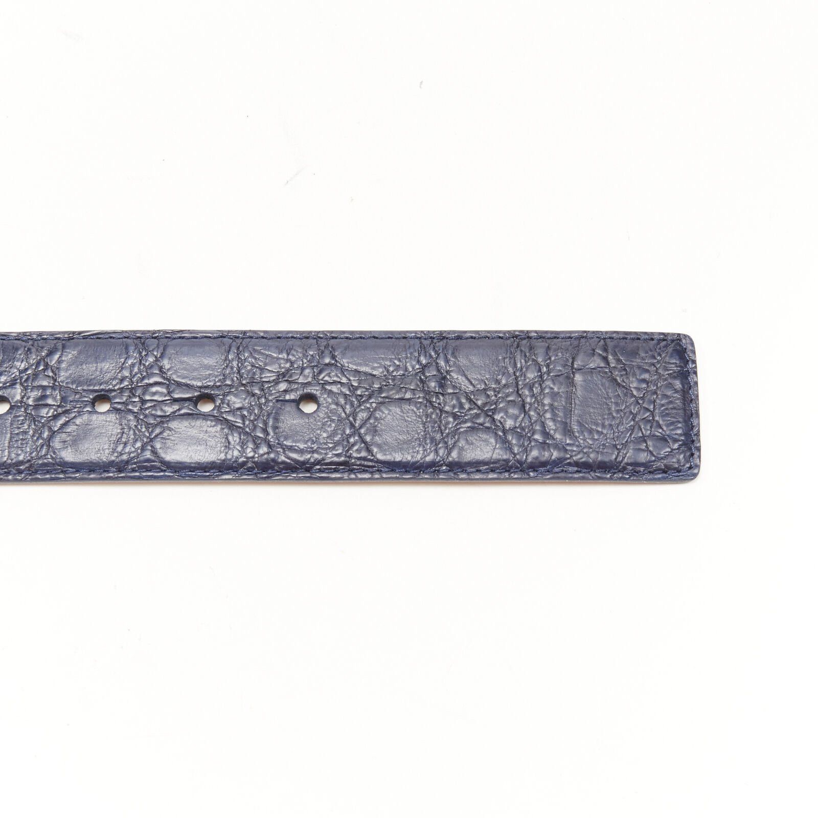 Versace VERSACE $1200 La Medusa silver buckle blue scaled leather belt 110cm 42-46" Size 42 - 7 Thumbnail