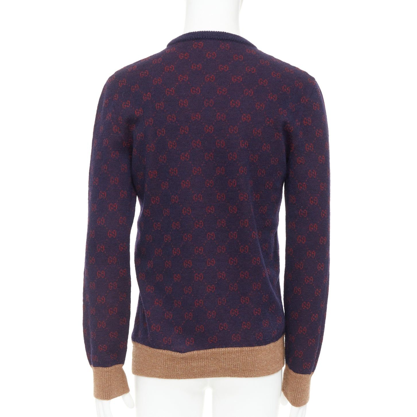 Gucci GUCCI GG Jacquard purple red wool alpaca monogram knit sweater Size US M / EU 48-50 / 2 - 5 Thumbnail