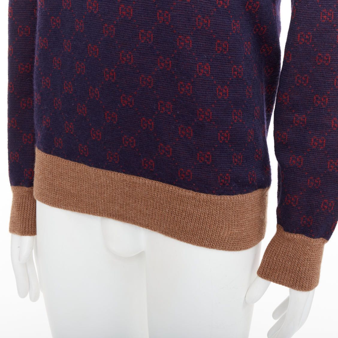 Gucci GUCCI GG Jacquard purple red wool alpaca monogram knit sweater Size US M / EU 48-50 / 2 - 2 Thumbnail