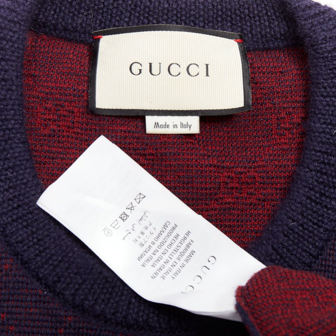 Gucci GUCCI GG Jacquard purple red wool alpaca monogram knit sweater Size US M / EU 48-50 / 2 - 8 Thumbnail