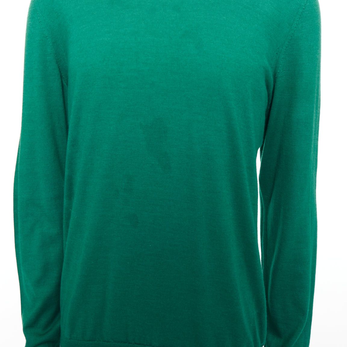 Hermes HERMES cashmere silk blend green blue border trompe loeil crewneck sweater Size US L / EU 52-54 / 3 - 7 Thumbnail