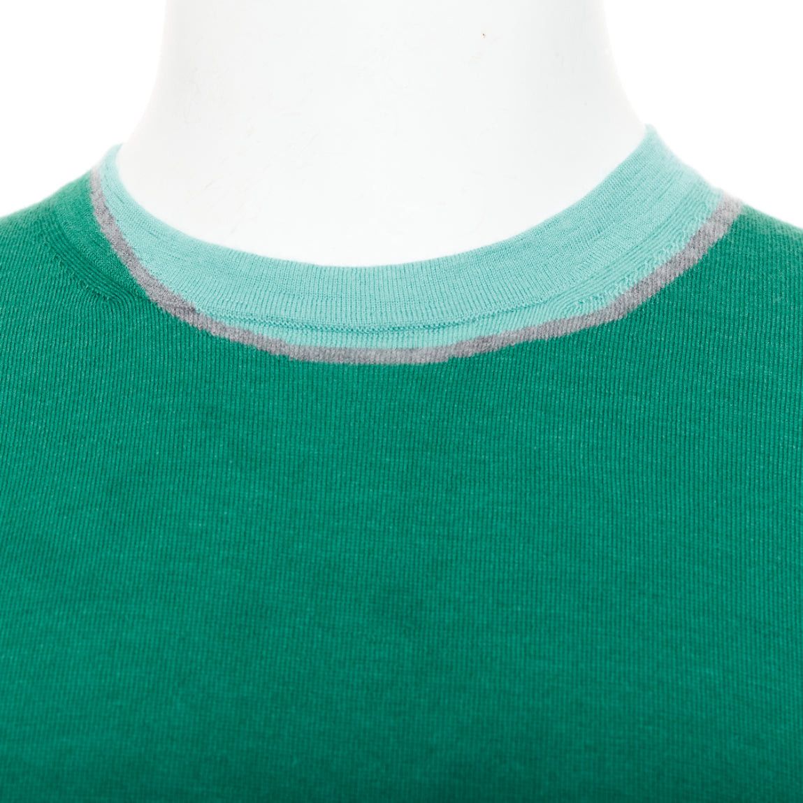 Hermes HERMES cashmere silk blend green blue border trompe loeil crewneck sweater Size US L / EU 52-54 / 3 - 2 Thumbnail
