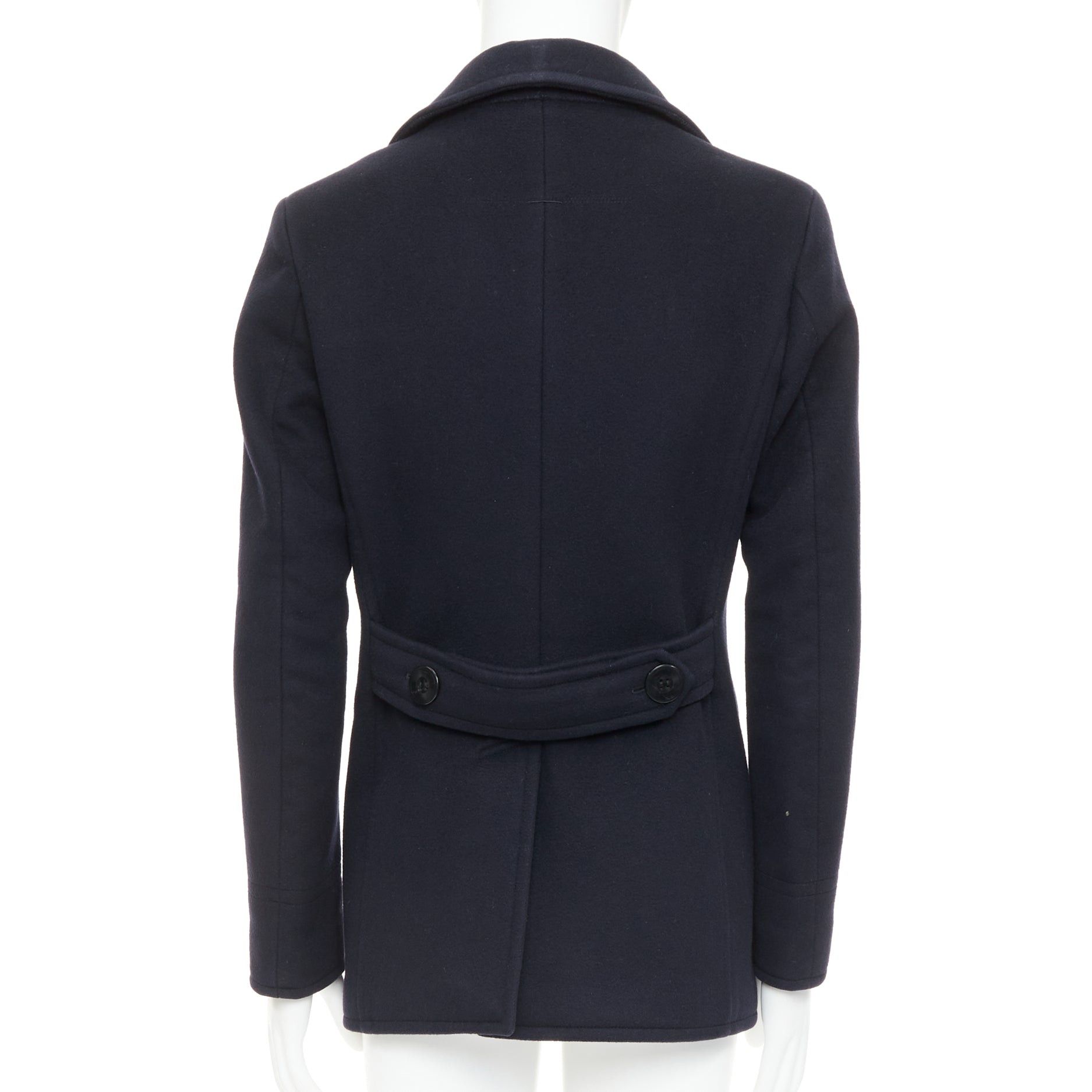Tom Ford TOM FORD navy 100% wool leather trim double breasted pea coat IT48 M Size US M / EU 48-50 / 2 - 6 Thumbnail