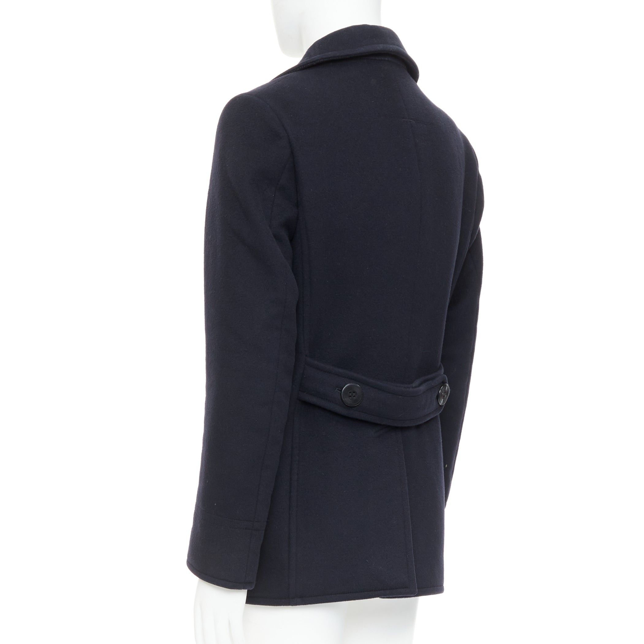 Tom Ford TOM FORD navy 100% wool leather trim double breasted pea coat IT48 M Size US M / EU 48-50 / 2 - 2 Thumbnail