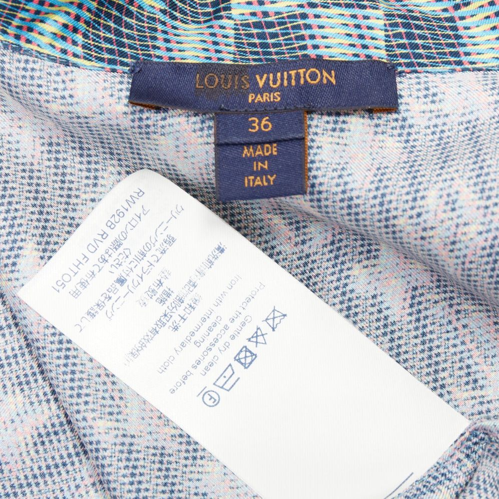 Louis Vuitton LOUIS VUITTON 100% silk purple green Damier Check Jacquard monogram pajama shirt FR36 S Size S / US 4 / IT 40 - 8 Thumbnail