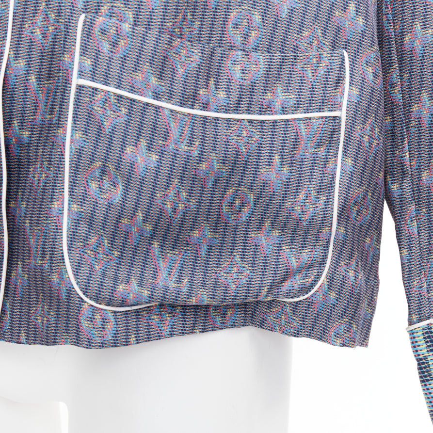 Louis Vuitton LOUIS VUITTON 100% silk purple green Damier Check Jacquard monogram pajama shirt FR36 S Size S / US 4 / IT 40 - 7 Thumbnail