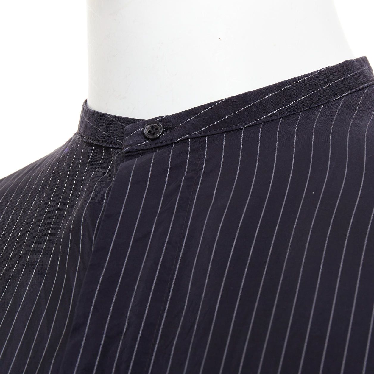Haider Ackermann HAIDER ACKERMANN black pinstriped bishop collared half sleeve shirt S Size US S / EU 44-46 / 1 - 2 Thumbnail