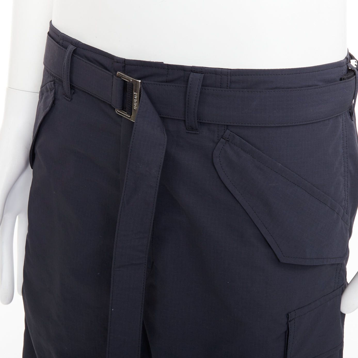 Sacai SACAI 2024 black nylon belted pocketed strapped cargo pocket pants JP2 M Size US 30 / EU 46 - 7 Thumbnail