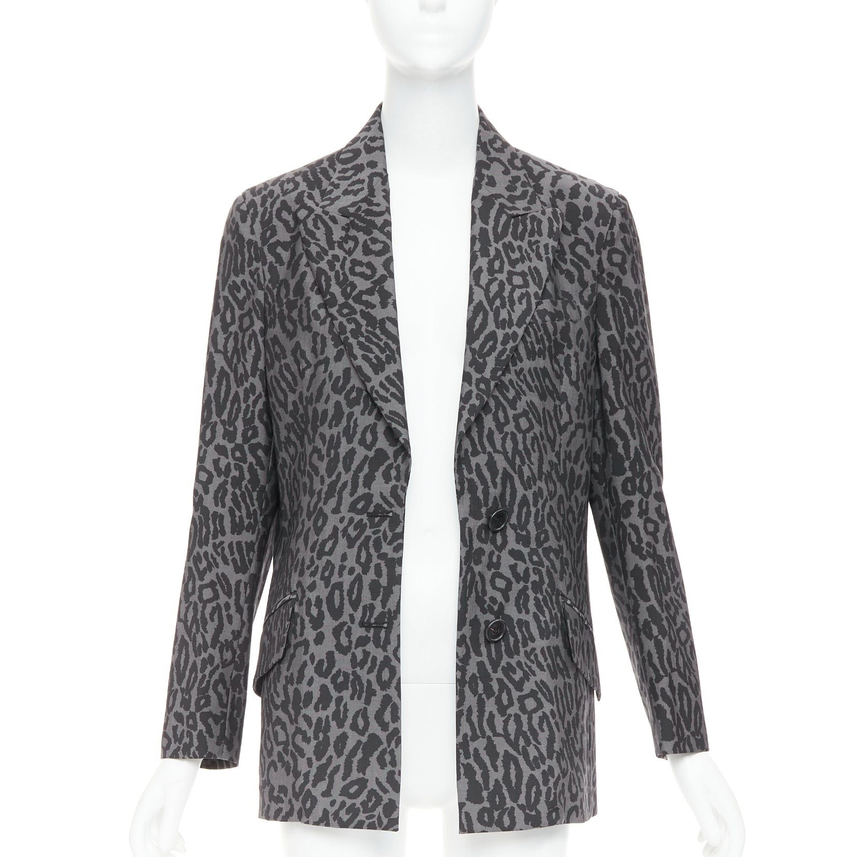 Miu Miu MIU MIU 2019 grey virgin wool mohair leopard logo back blazer jacket IT36 XXS Size XS / US 0-2 / IT 36-38 - 3 Thumbnail