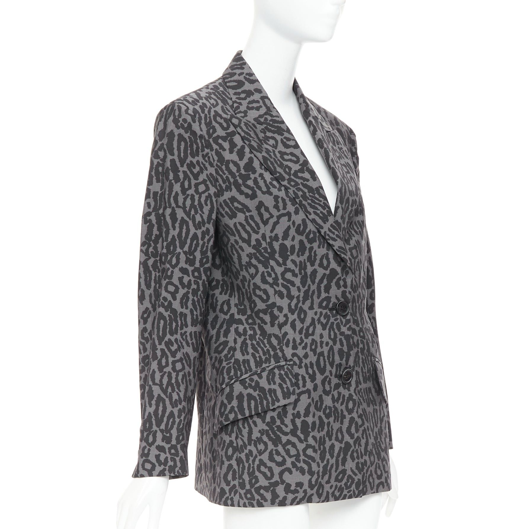 Miu Miu MIU MIU 2019 grey virgin wool mohair leopard logo back blazer jacket IT36 XXS Size XS / US 0-2 / IT 36-38 - 4 Thumbnail