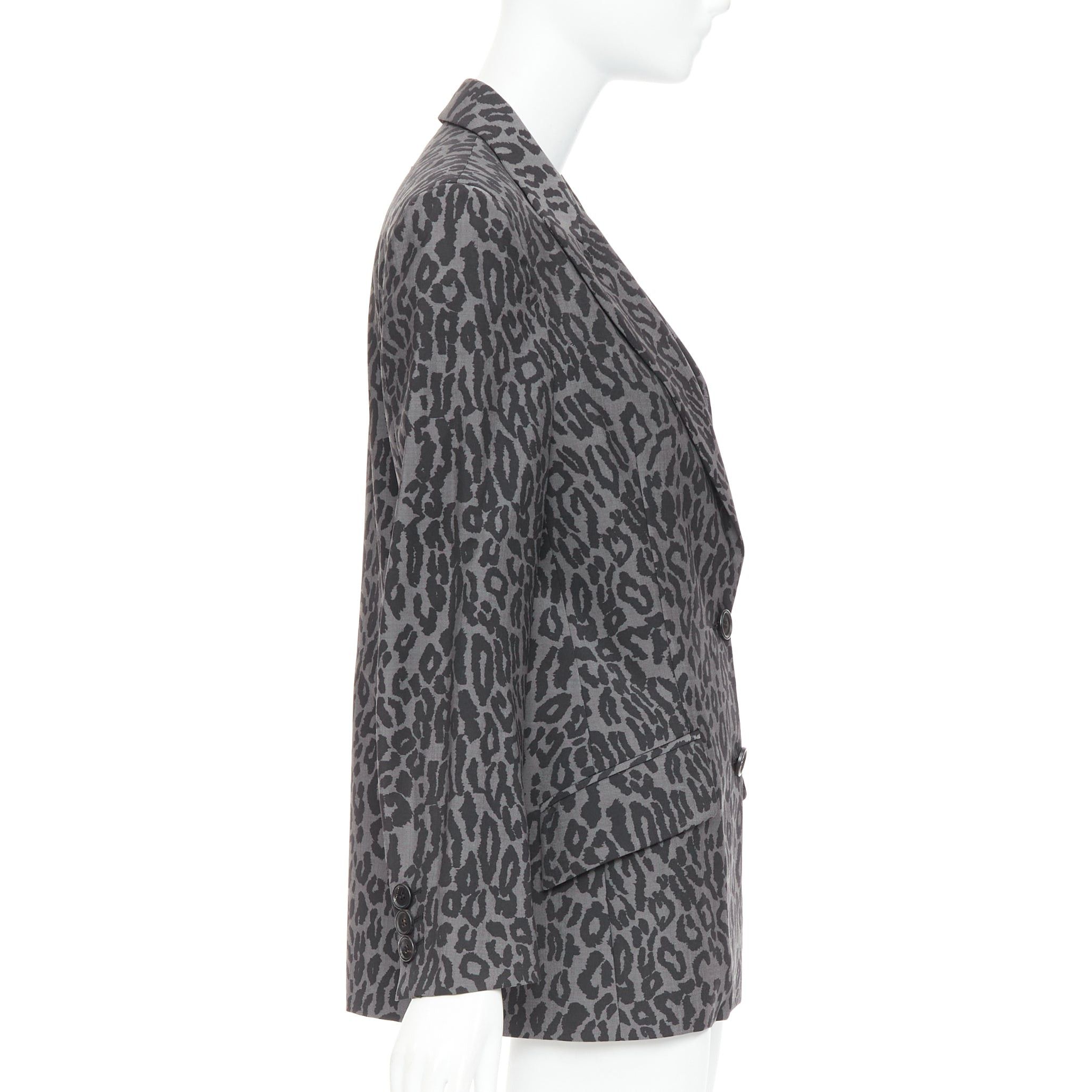 Miu Miu MIU MIU 2019 grey virgin wool mohair leopard logo back blazer jacket IT36 XXS Size XS / US 0-2 / IT 36-38 - 5 Thumbnail