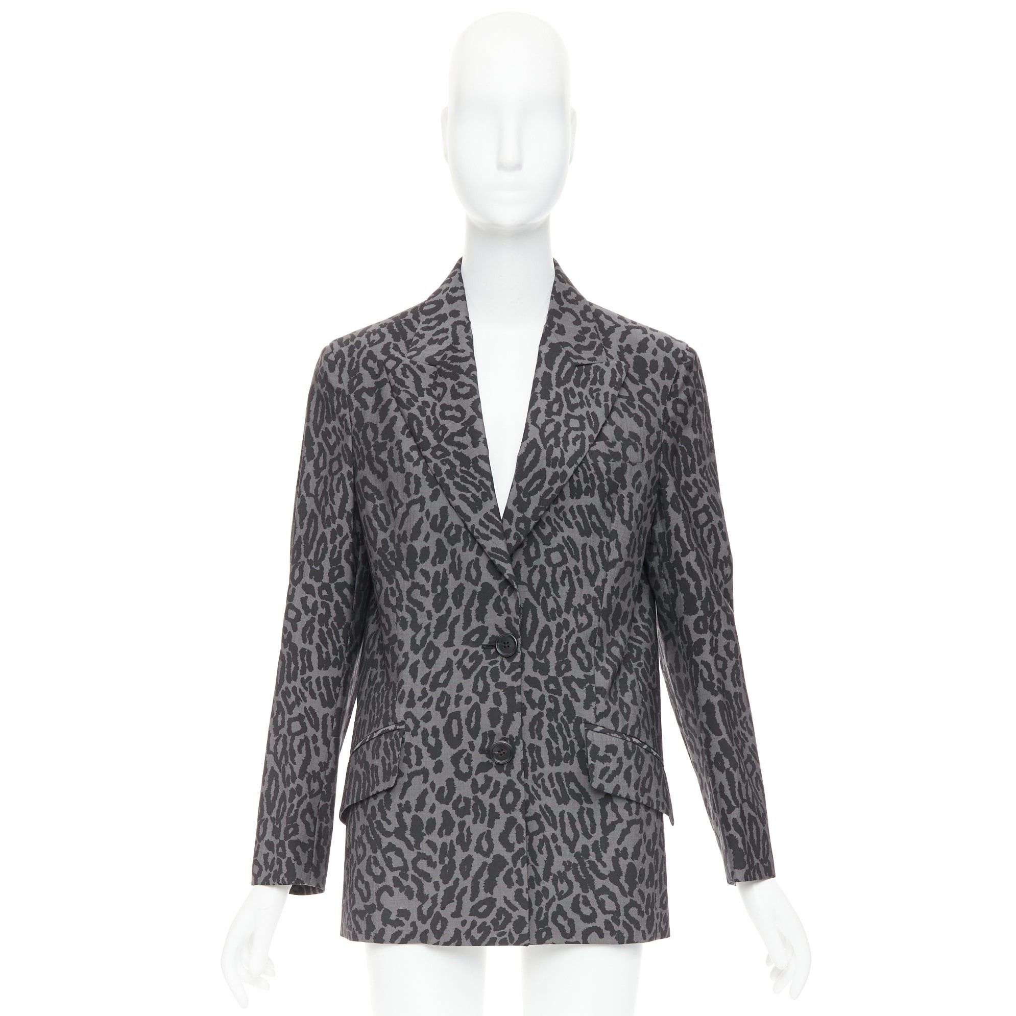 Miu Miu MIU MIU 2019 grey virgin wool mohair leopard logo back blazer jacket IT36 XXS Size XS / US 0-2 / IT 36-38 - 10 Thumbnail