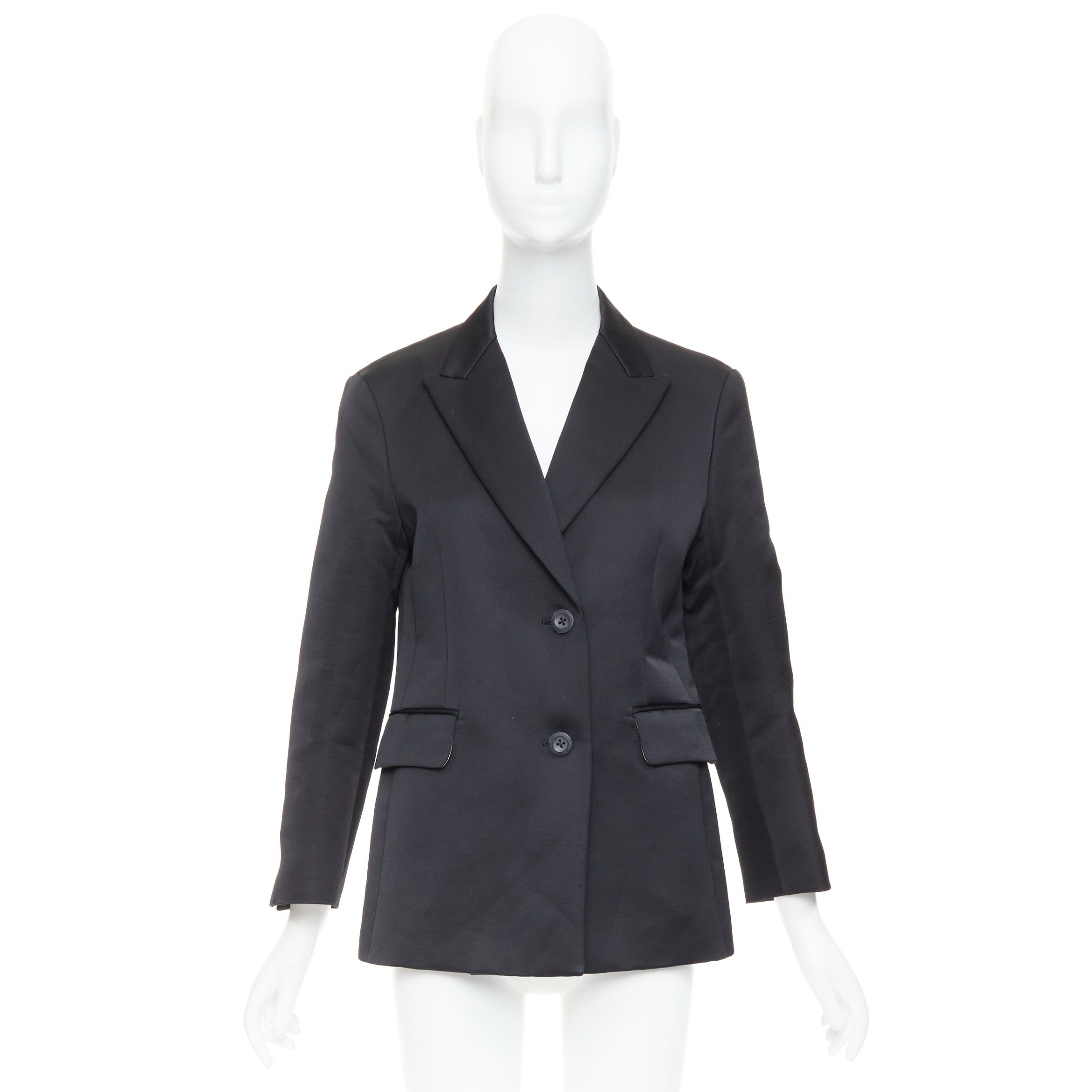 Other BACCA black satin cropped sleeves single breasted boxy tuxedo blazer Size S / US 4 / IT 40 - 10 Thumbnail