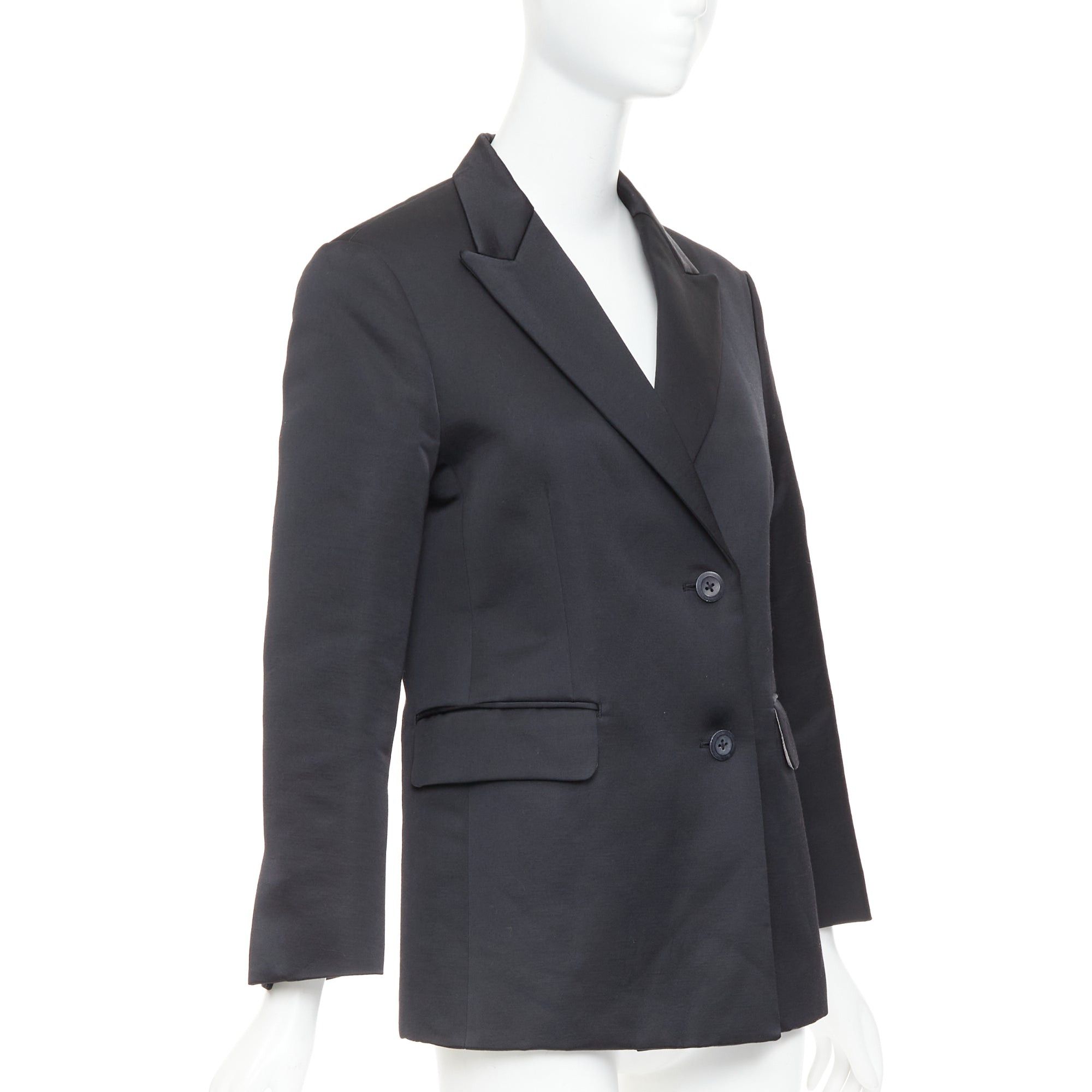 Other BACCA black satin cropped sleeves single breasted boxy tuxedo blazer Size S / US 4 / IT 40 - 4 Thumbnail