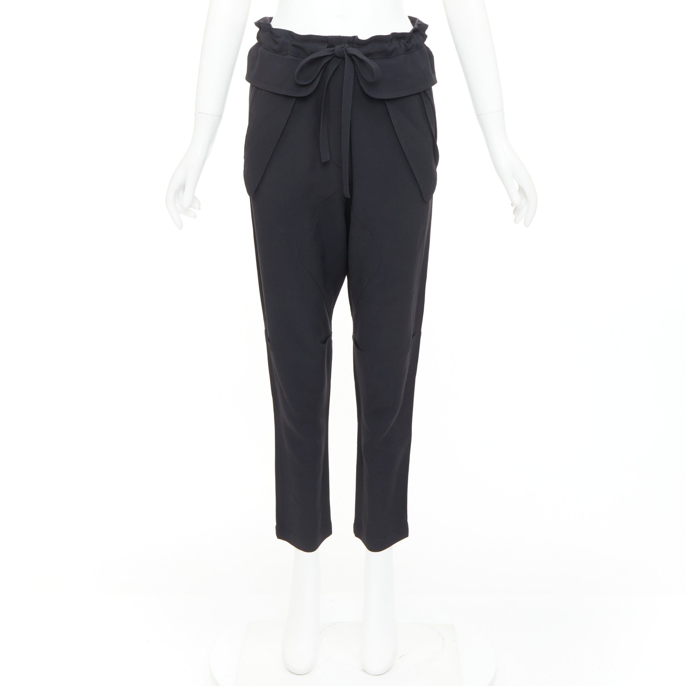 Chloe CHLOE black cady flap pocket bow front paperbag cropped harem trousers Size 26" / US 2 / IT 38 - 9 Thumbnail