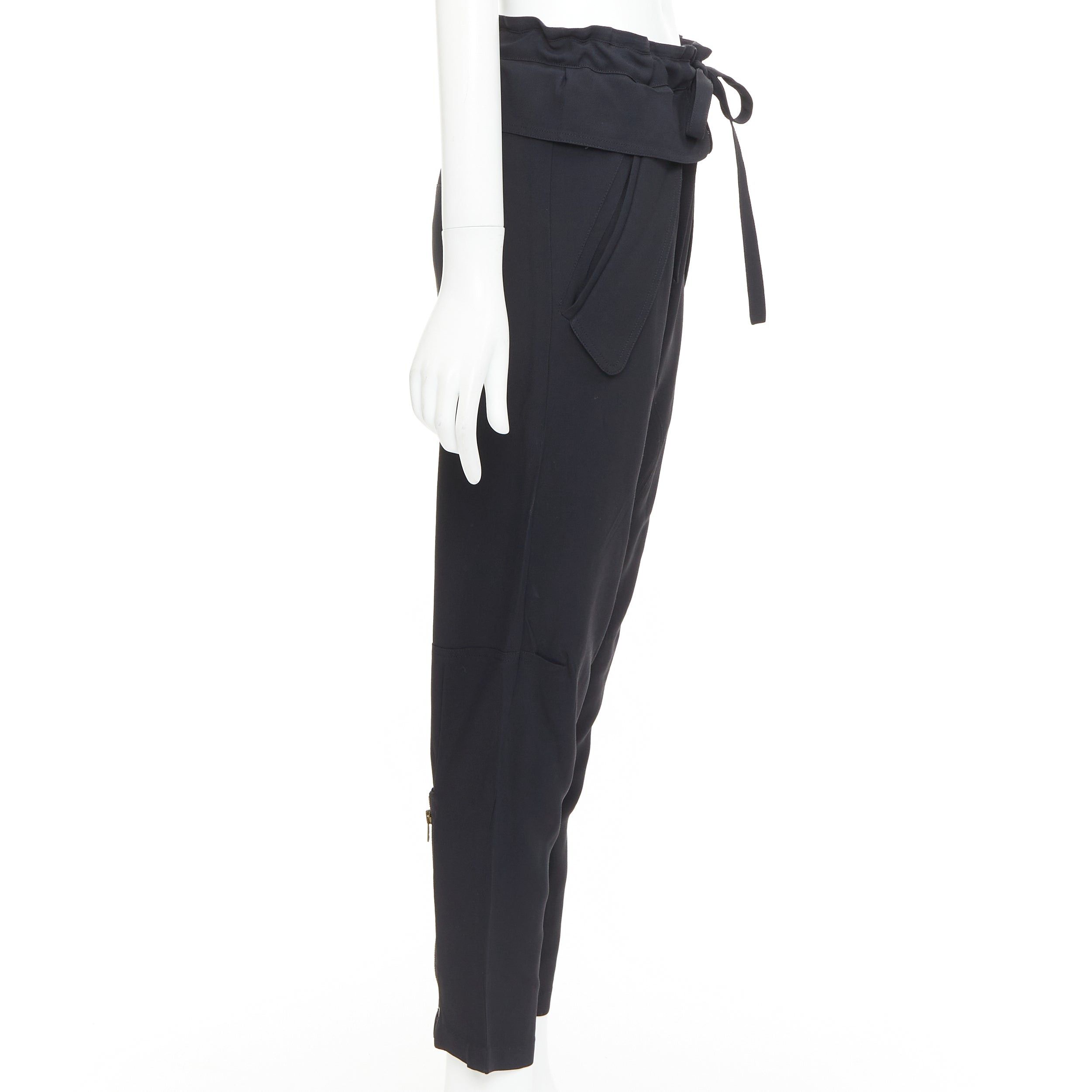 Chloe CHLOE black cady flap pocket bow front paperbag cropped harem trousers Size 26" / US 2 / IT 38 - 4 Thumbnail