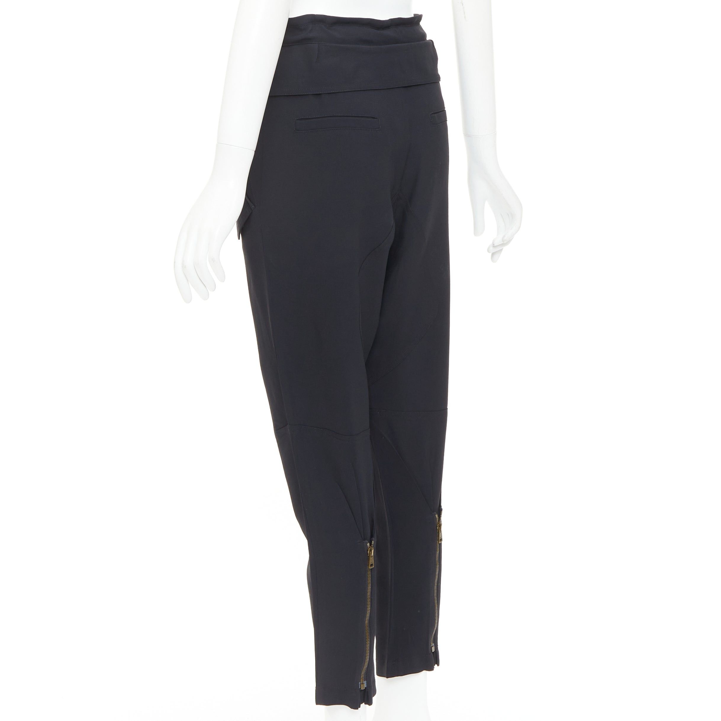 Chloe CHLOE black cady flap pocket bow front paperbag cropped harem trousers Size 26" / US 2 / IT 38 - 6 Thumbnail