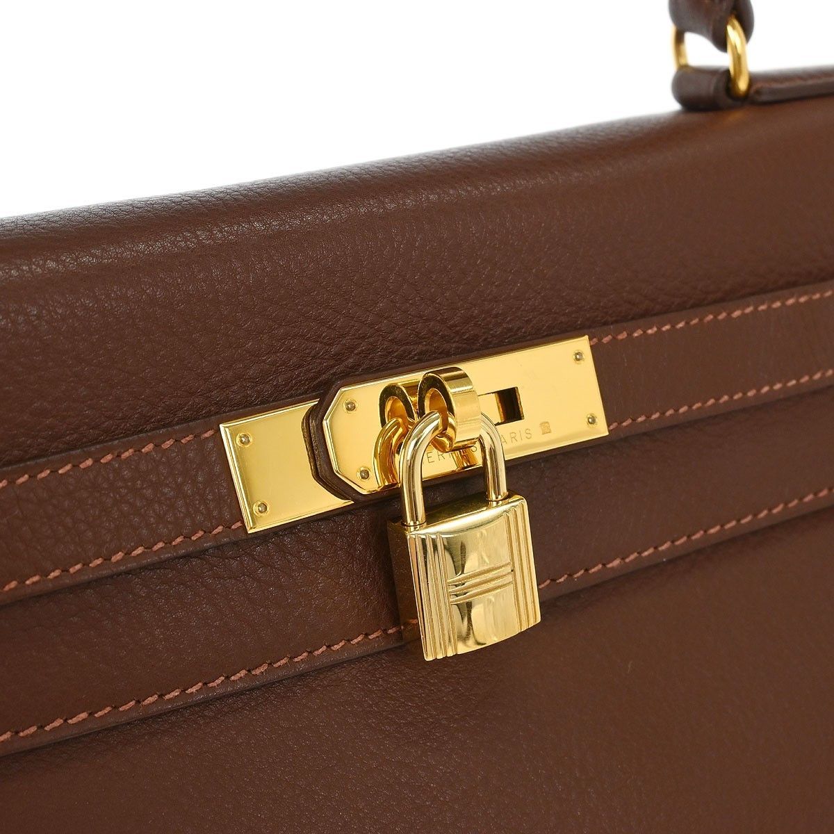 Hermes Hermes Kelly Handbag Brown Evergrain with Gold Hardware Size ONE SIZE - 7 Thumbnail