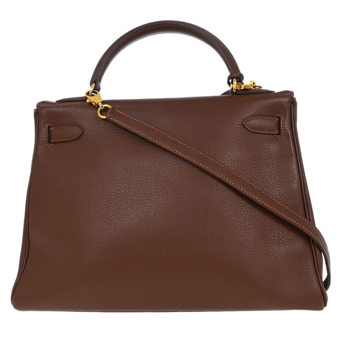 Hermes Hermes Kelly Handbag Brown Evergrain with Gold Hardware Size ONE SIZE - 2 Thumbnail
