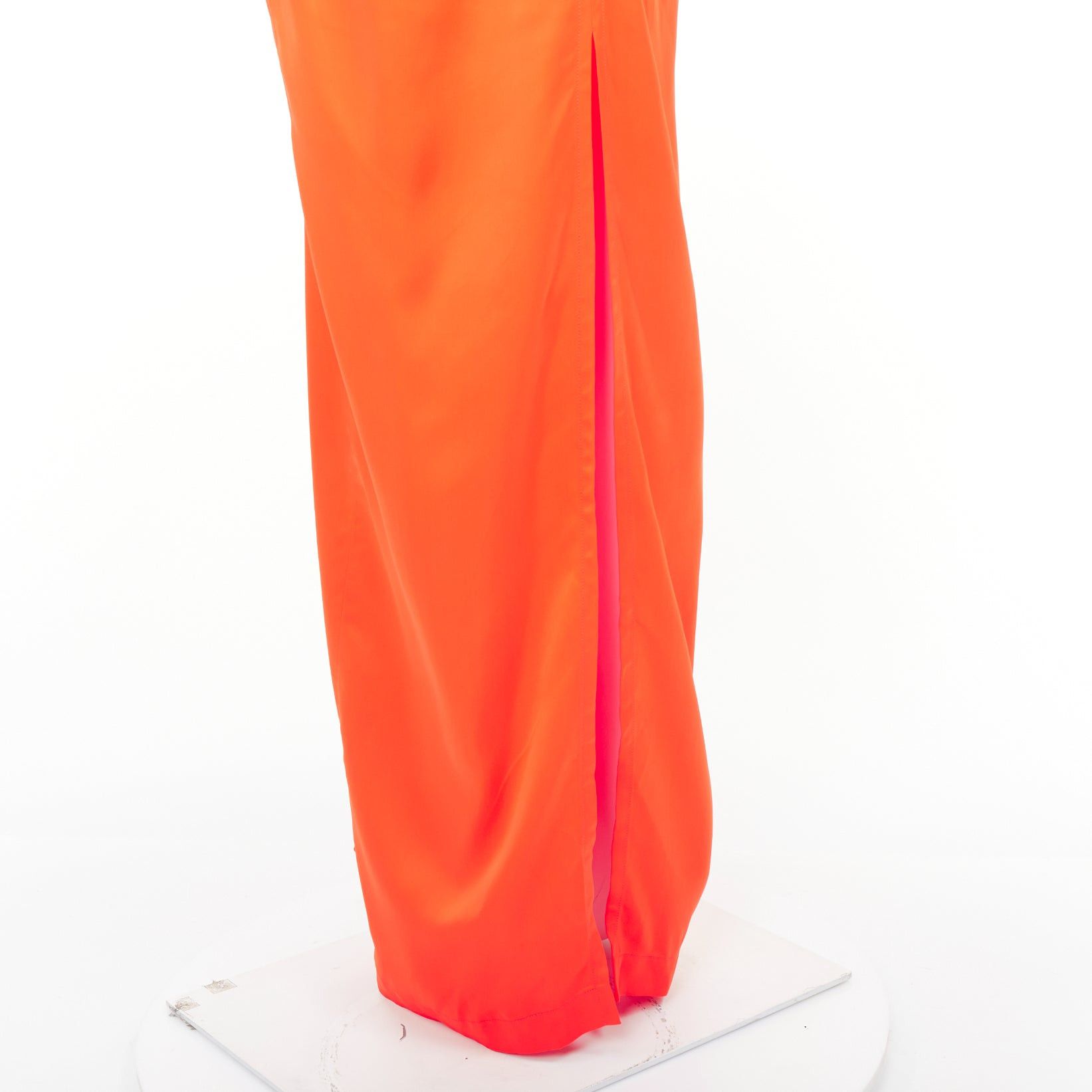 Salvatore Ferragamo FERRAGAMO Maximilian Davis Mandarin orange satin kimono gown dress IT40 S Size S / US 4 / IT 40 - 9 Thumbnail