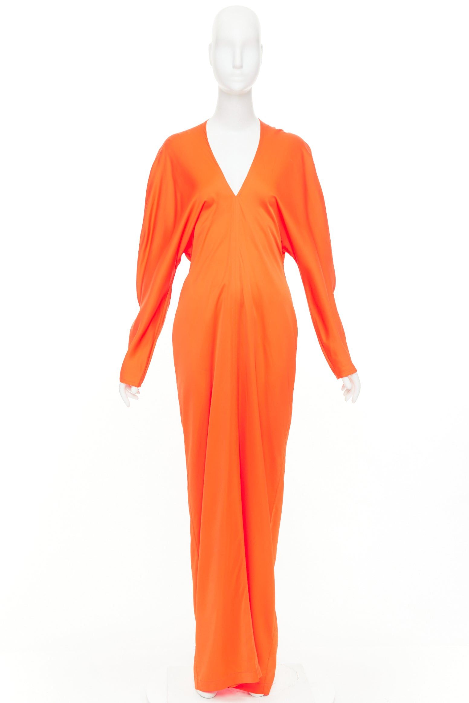 Salvatore Ferragamo FERRAGAMO Maximilian Davis Mandarin orange satin kimono gown dress IT40 S Size S / US 4 / IT 40 - 10 Thumbnail