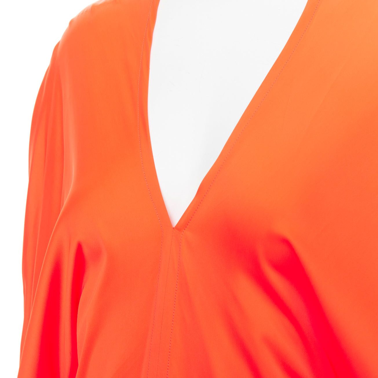 Salvatore Ferragamo FERRAGAMO Maximilian Davis Mandarin orange satin kimono gown dress IT40 S Size S / US 4 / IT 40 - 2 Thumbnail