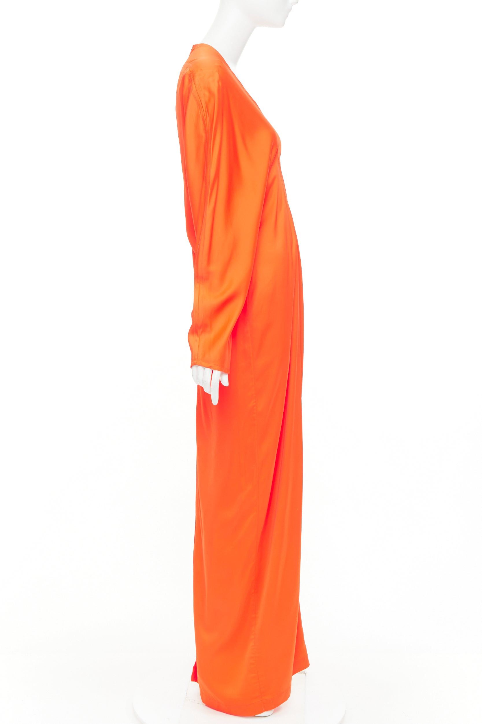 Salvatore Ferragamo FERRAGAMO Maximilian Davis Mandarin orange satin kimono gown dress IT40 S Size S / US 4 / IT 40 - 4 Thumbnail