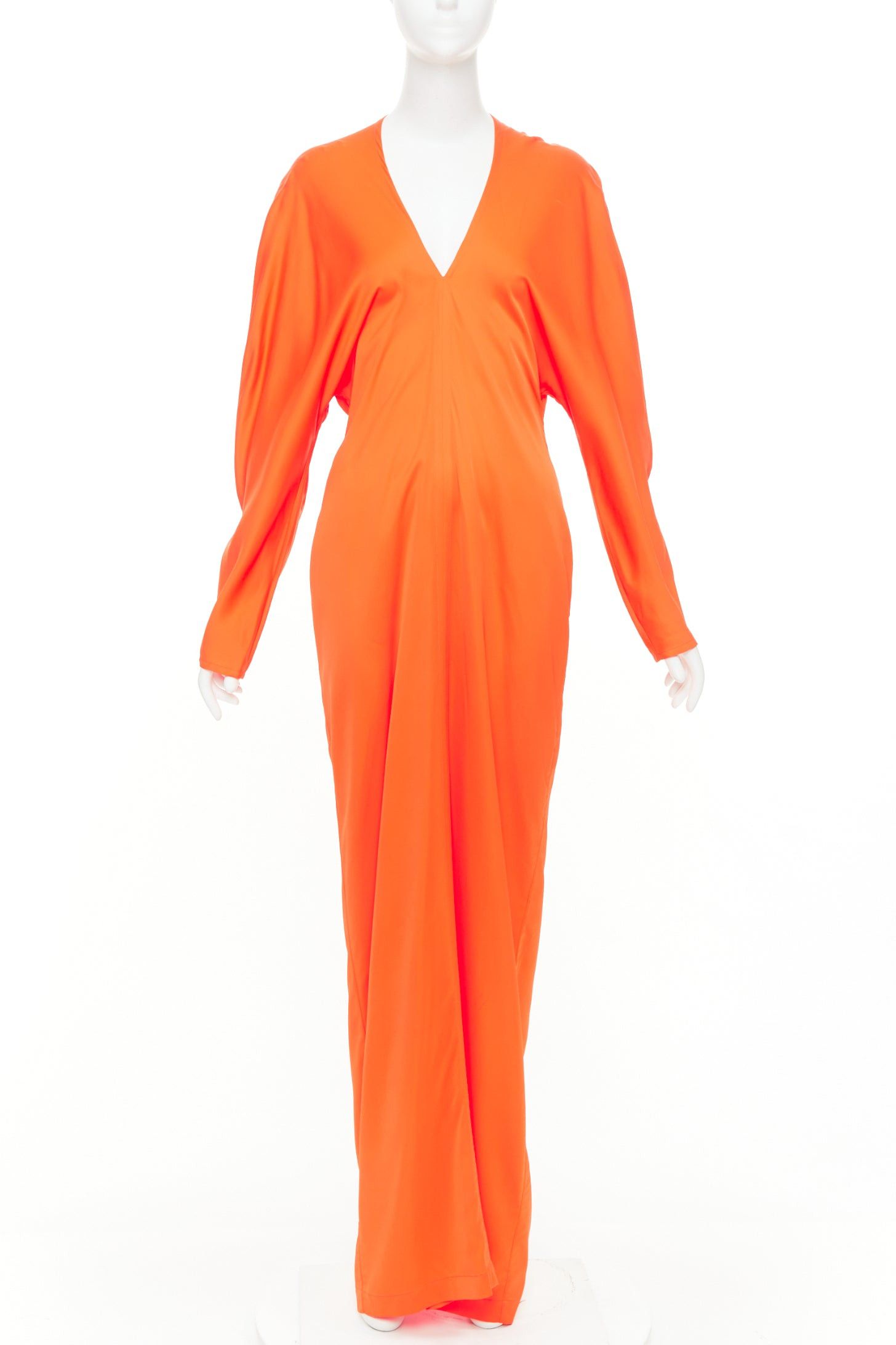 Salvatore Ferragamo FERRAGAMO Maximilian Davis Mandarin orange satin kimono gown dress IT40 S Size S / US 4 / IT 40 - 3 Thumbnail