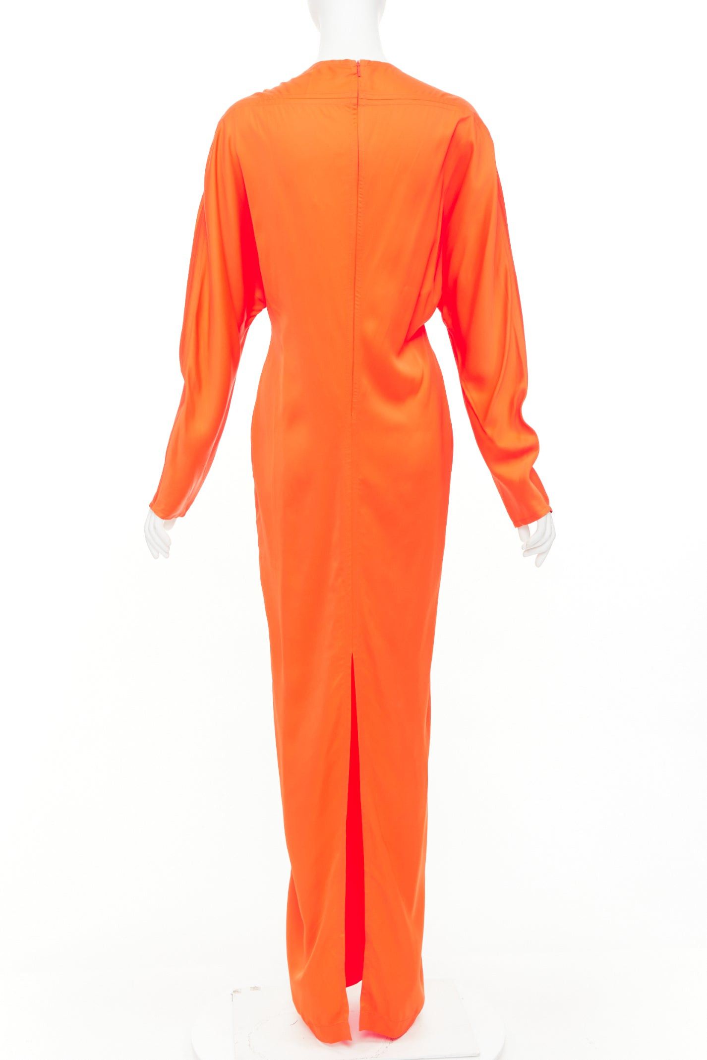 Salvatore Ferragamo FERRAGAMO Maximilian Davis Mandarin orange satin kimono gown dress IT38 XS Size XS / US 0-2 / IT 36-38 - 5 Thumbnail
