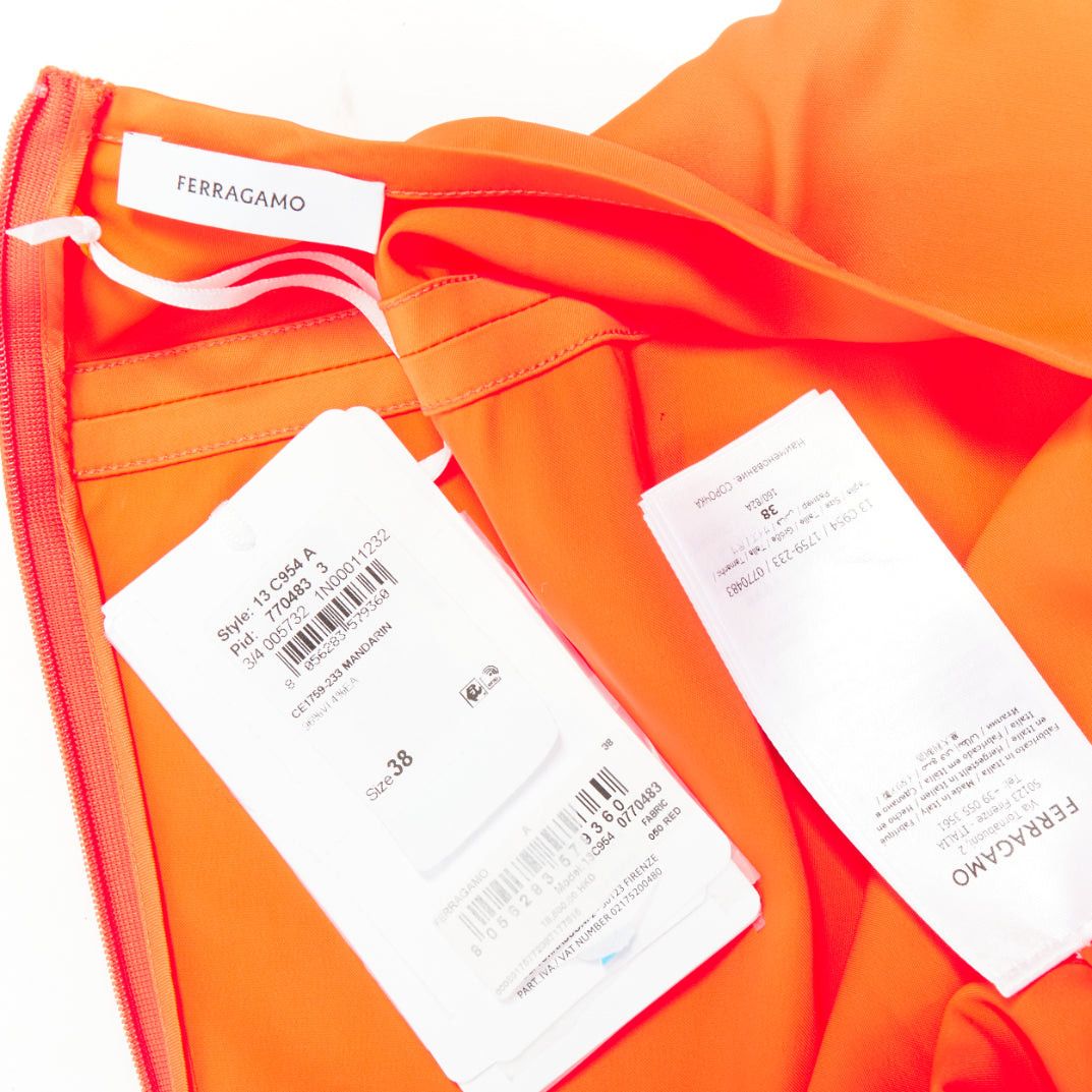 Salvatore Ferragamo FERRAGAMO Maximilian Davis Mandarin orange satin kimono gown dress IT38 XS Size XS / US 0-2 / IT 36-38 - 10 Thumbnail