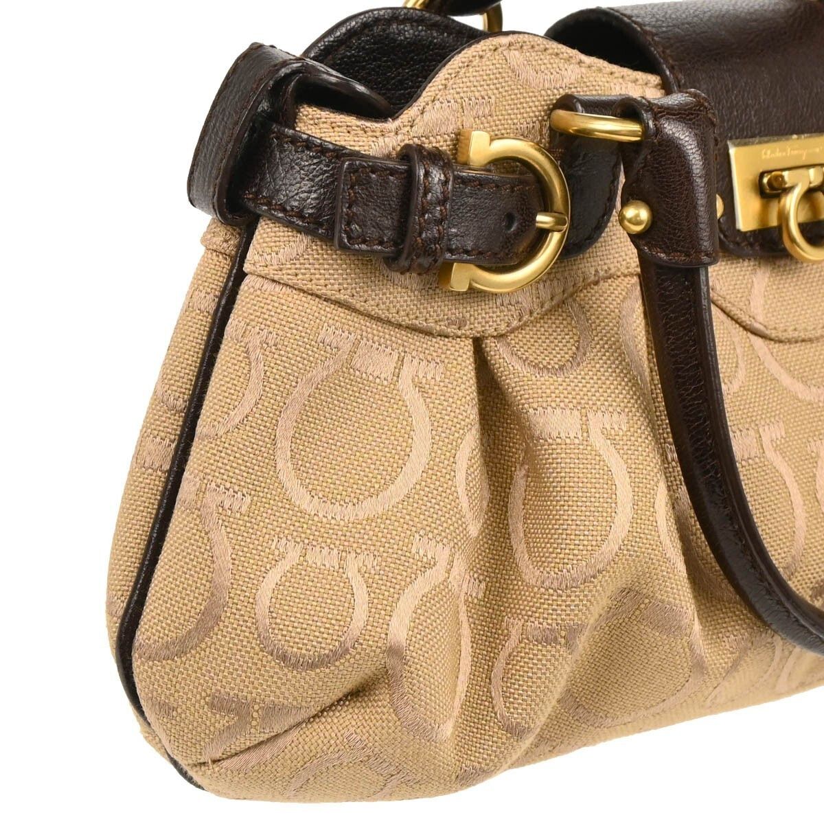 Salvatore Ferragamo Salvatore Ferragamo Gancini handbag Canvas and Leather Size ONE SIZE - 6 Thumbnail