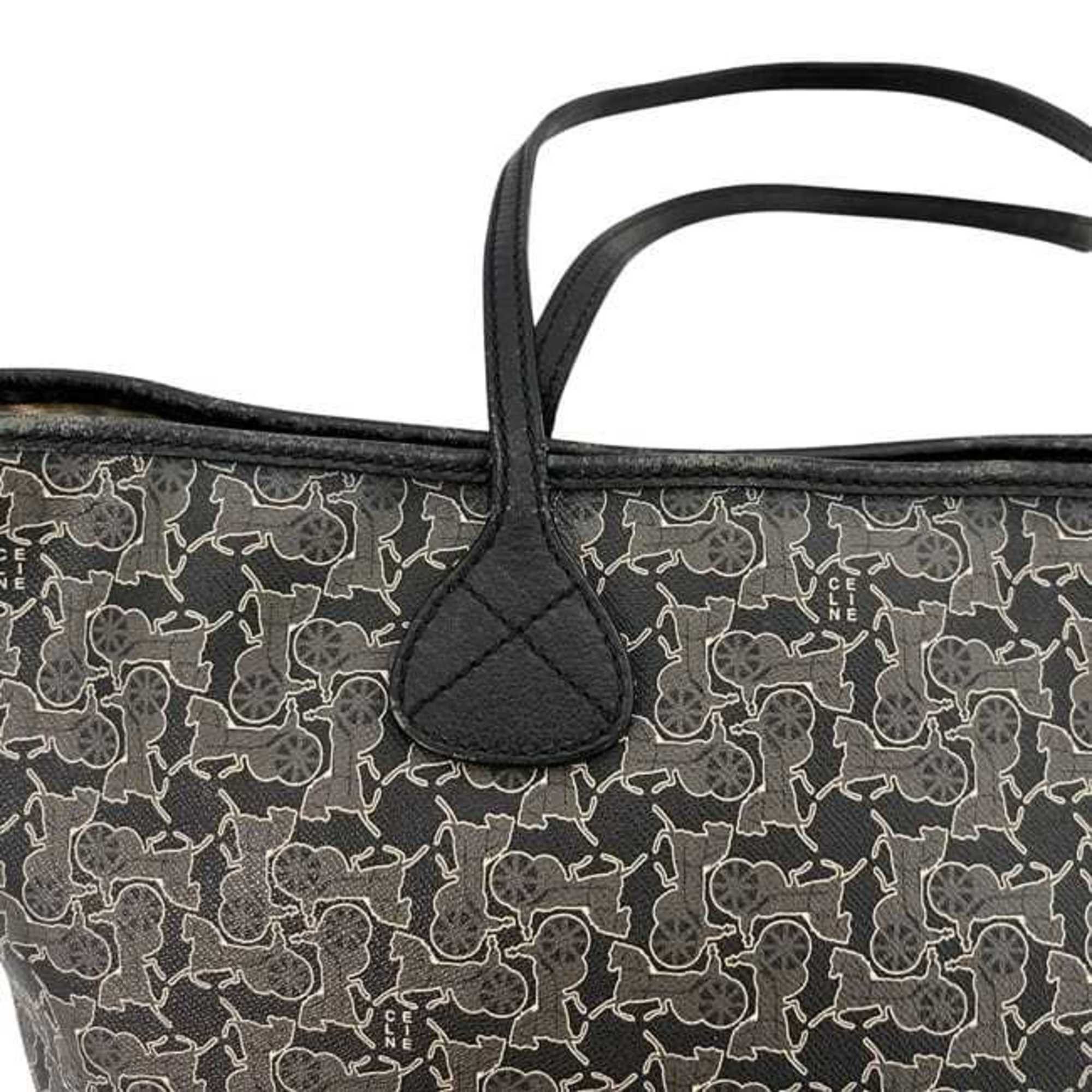 Celine Celine Sulky Tote Bag ec-24522 Gray Black PVC Leather SC-ST-0098 CELINE Carriage Horse Men's Women's Size ONE SIZE - 11 Thumbnail