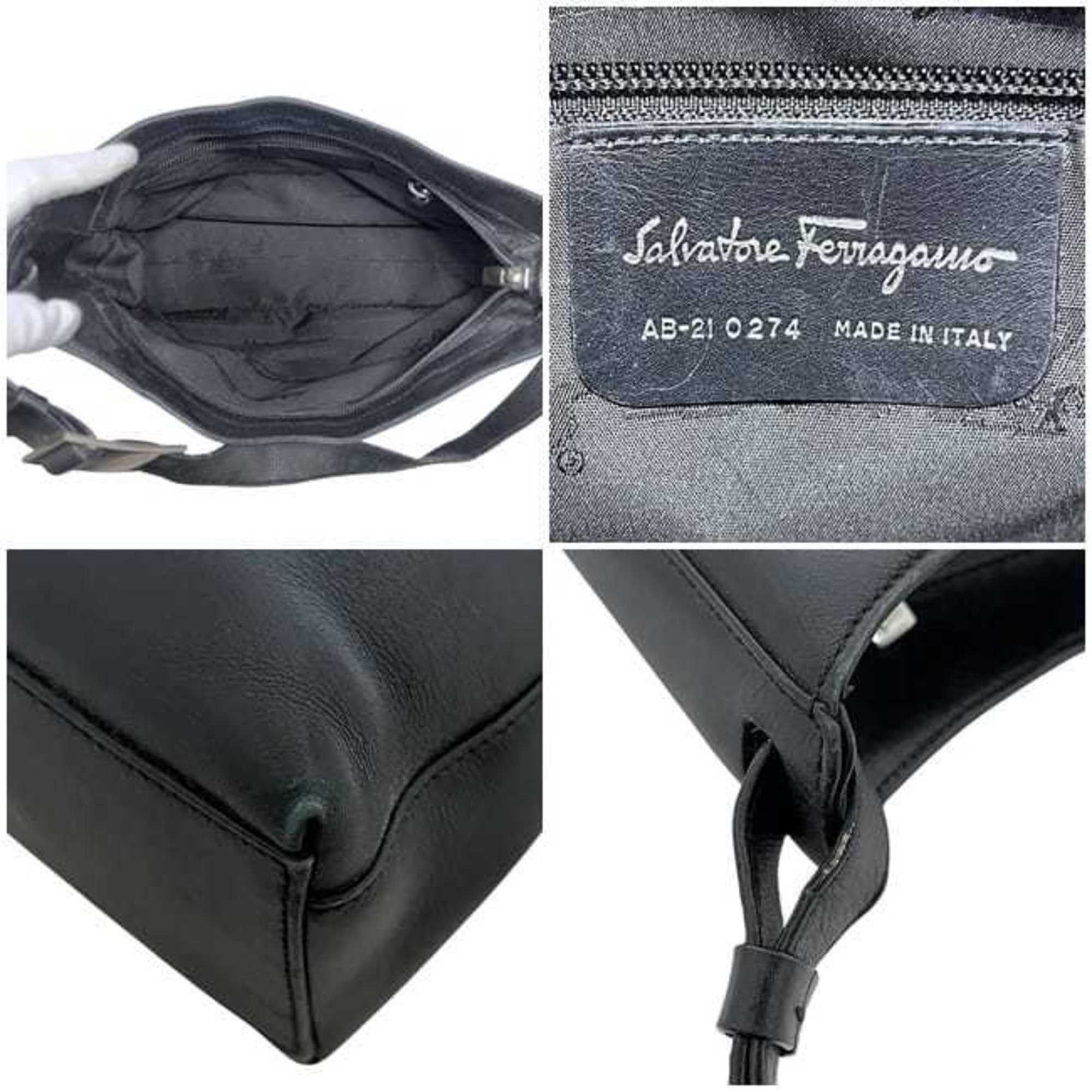 Salvatore Ferragamo Salvatore Ferragamo Shoulder Bag ec-24524 Black Vara AB-21 0274 Leather Women's Size ONE SIZE - 4 Thumbnail